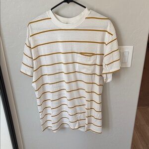 Cotton On White and Gold Striped Loose Fit Tee